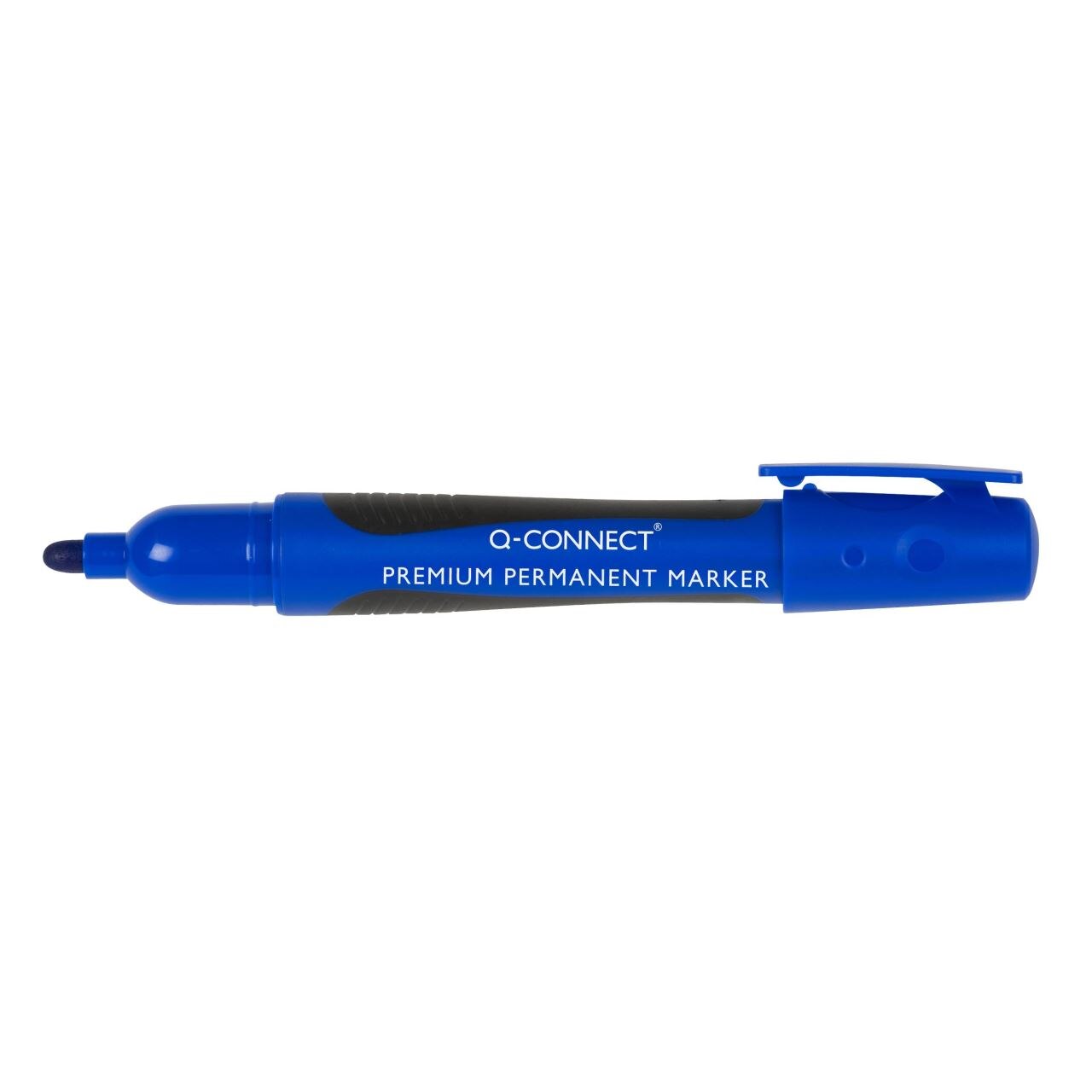 Marker permanent Q-CONNECT Premium, varf rotund, scriere de 2 - 3 mm, albastru