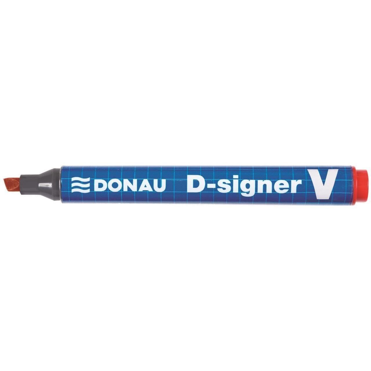 Marker permanent DONAU D-Singer V, varf tesit, scriere de 2 - 4 mm, rosu