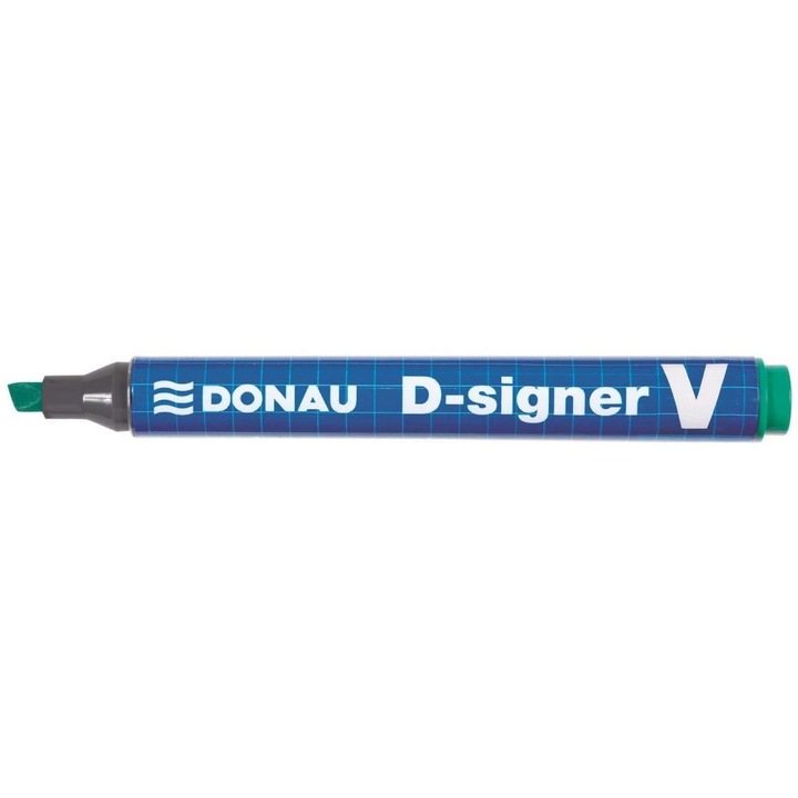 Marker permanent DONAU D-Singer V, varf tesit, scriere de 2 - 4 mm, verde