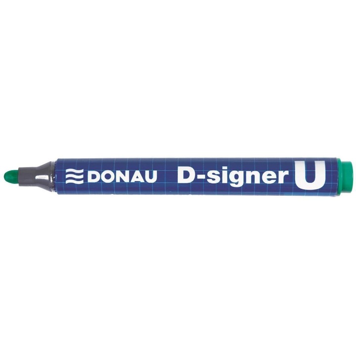Перманентен маркер DONAU D-Singer U, кръгъл връх, 2 - 4 мм надпис, зелен