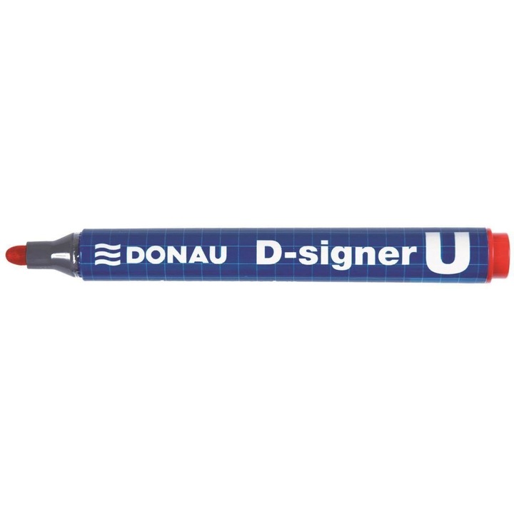 Перманентен маркер DONAU D-Singer U, кръгъл връх, 2 - 4 мм надпис, червен