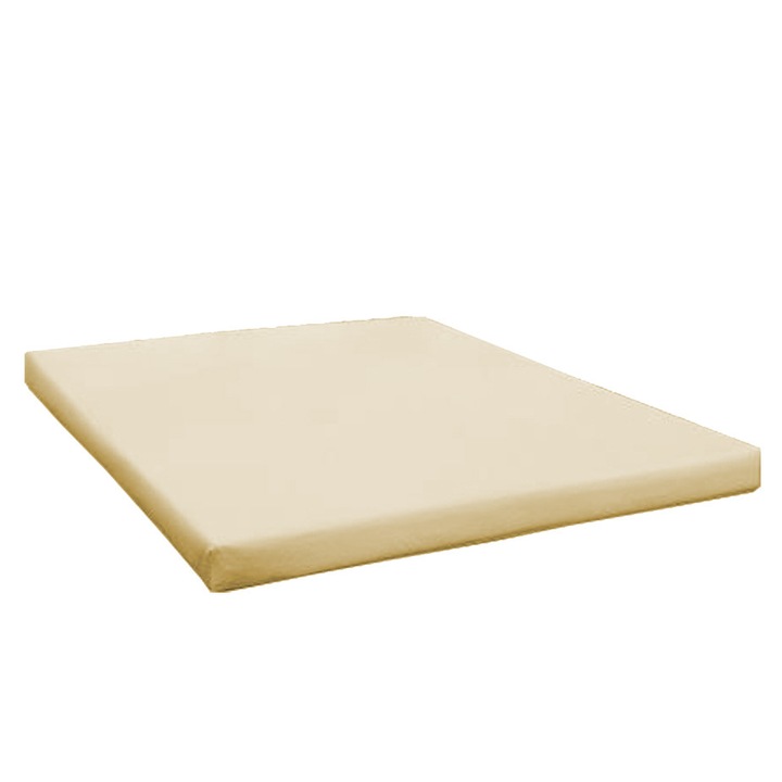 Cearceaf de pat cu elastic, Jerseu, 90x200 cm, Bej