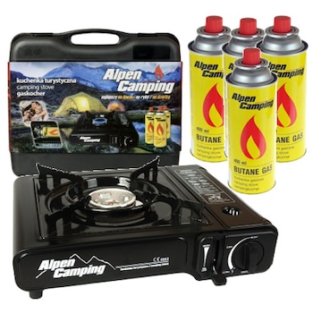 Aragaz camping portabil,alimentare cu cartus gaz butan,aprindere automata si 4 rezerve de gaz Aragaz camping portabil,alimentare cu cartus gaz butan,aprindere automata si 4 rezerve de gaz