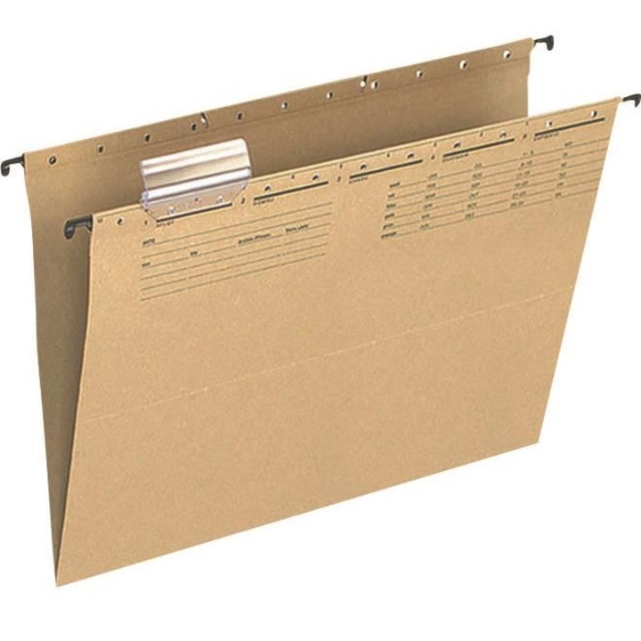 Dosar suspendabil Q-CONNECT, A4, cu eticheta, carton 250 gsm, maro