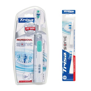 Pachet periuta de dinti electrica Trisa Professional Sonic 642762 cu rezerve Trisa pentru periute Professional Sonic 645281 Pachet periuta de dinti electrica Trisa Professional Sonic 642762 cu rezerve Trisa pentru periute Professional Sonic 645281