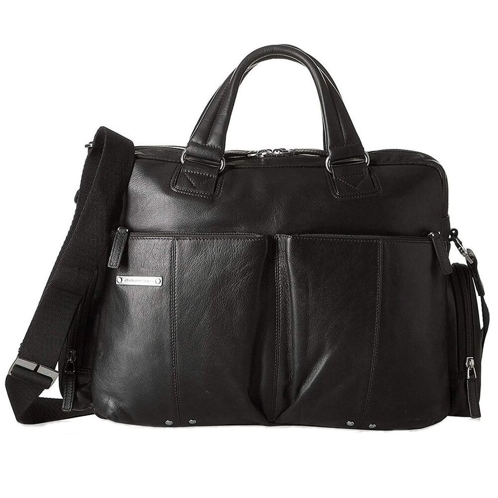 Geanta port laptop 14” si iPad®10,5’’/9,7” Piquadro din piele naturala neagra