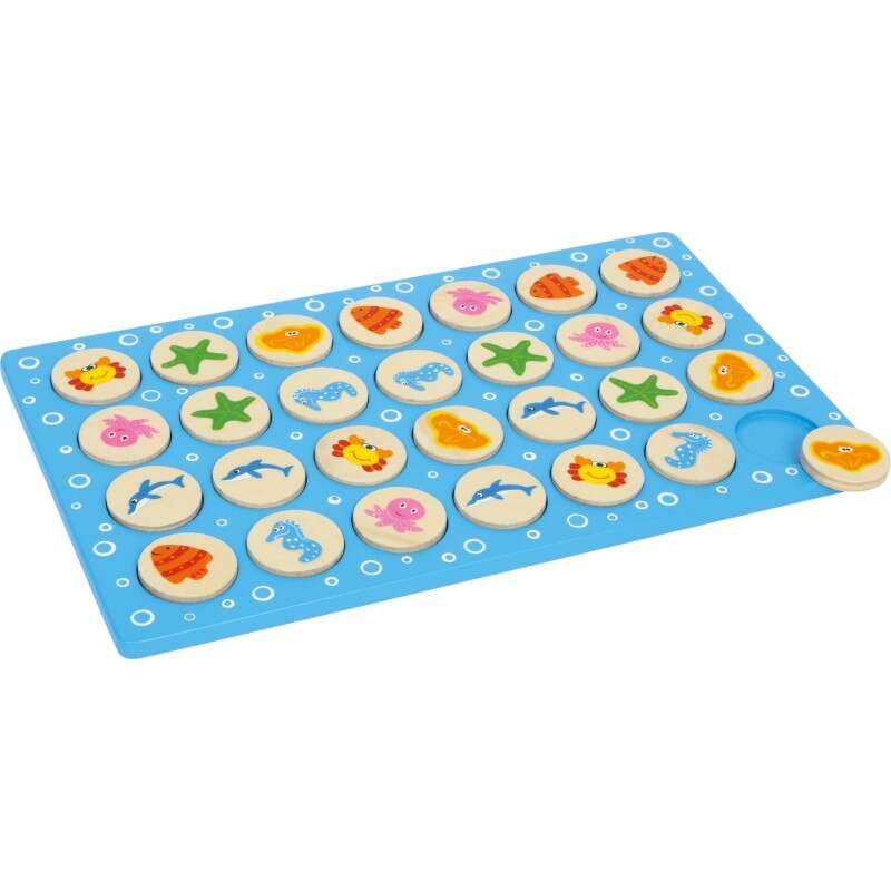 Joc memorie - locuitorii marilor, Small Foot, multicolor, lemn, 3 ani+