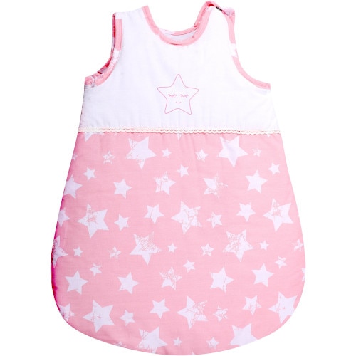 Sac Lorelli de Dormit de Vara cu Broderie 0-6 luni, Colectia 2019, Pink Stars