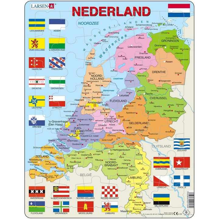 Puzzle Larsen - Map of Nederlands (NL), 48 darab, (K53-NL)