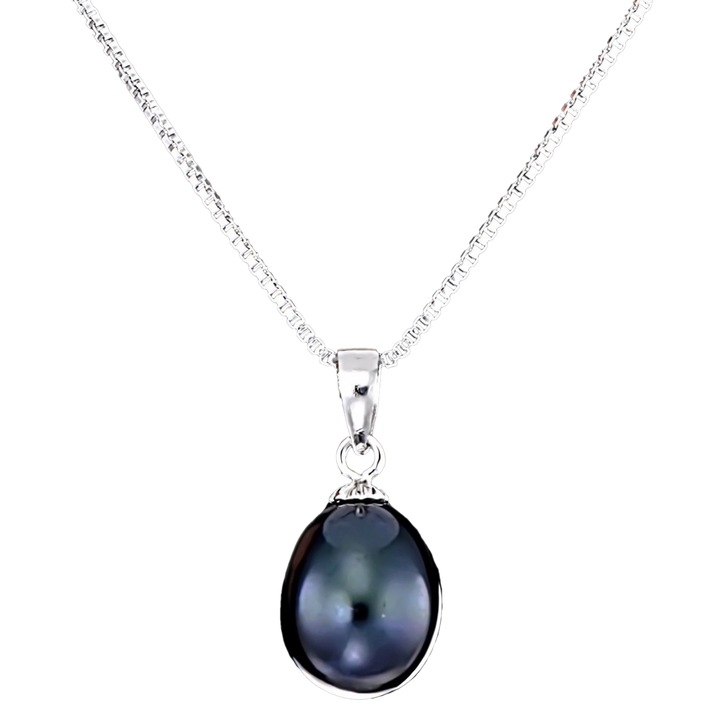 Colier din Argint 925 cu Perla Naturala, Pearl Black