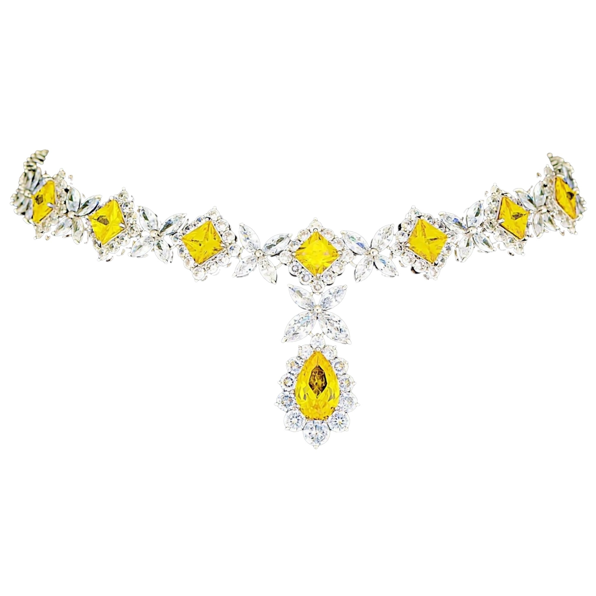 Colier placat cu Aur 18K si Diamante, Alessandra Platinum & Yellow