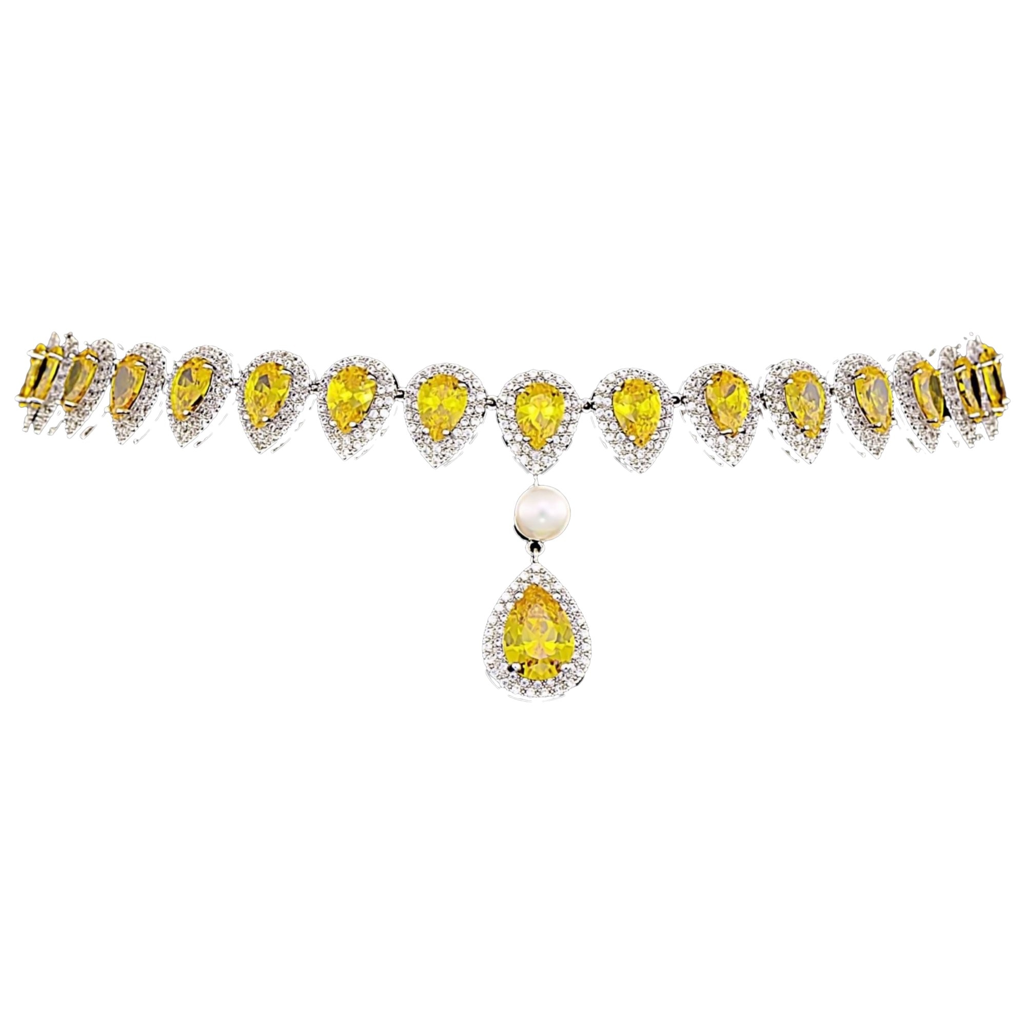 Colier placat cu Aur 18K, Perla si Diamante, Afrodita Pearl Platinum & Yellow