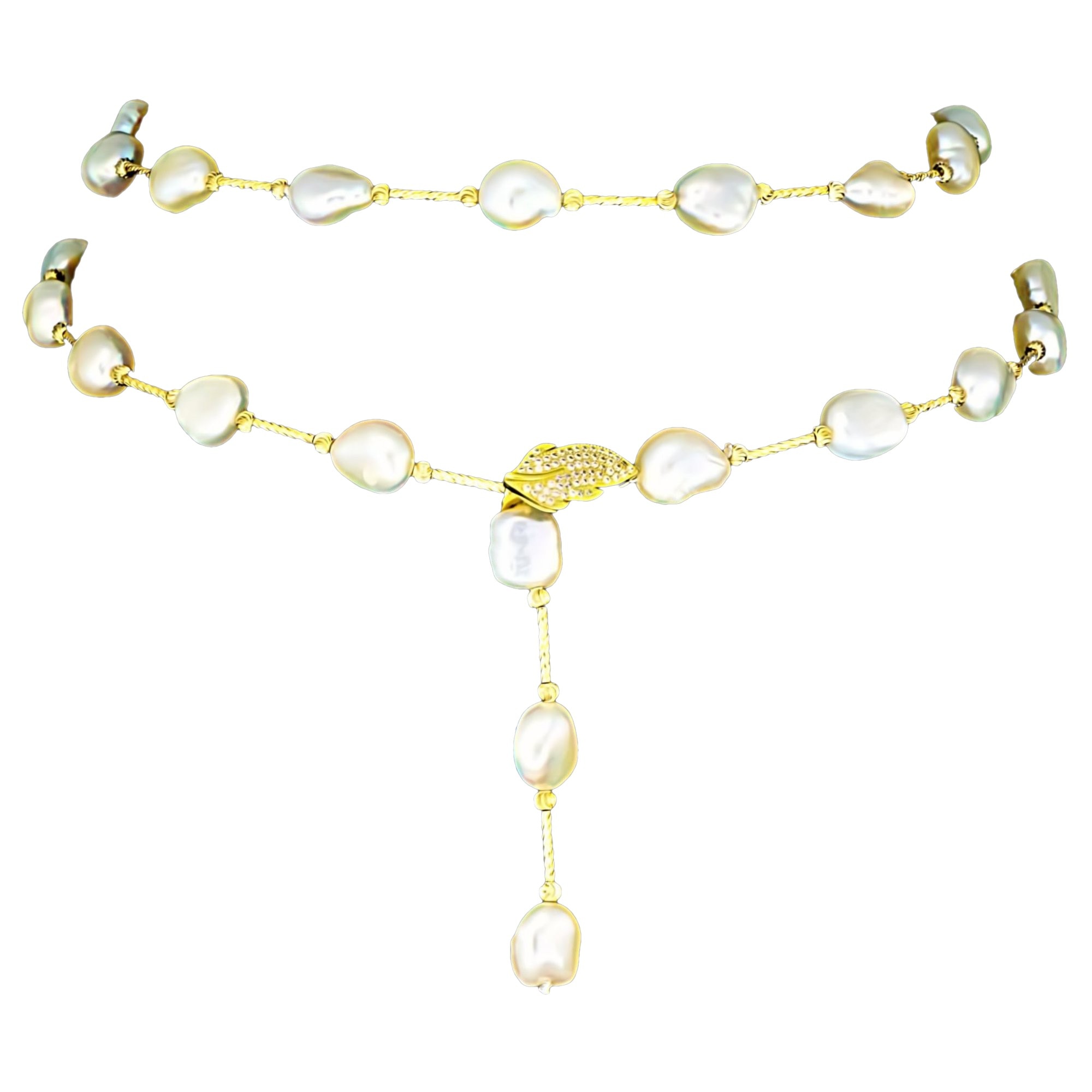 Colier din Argint 925 placat cu Aur 18K si Perle Naturale, Abriana Yellow Gold