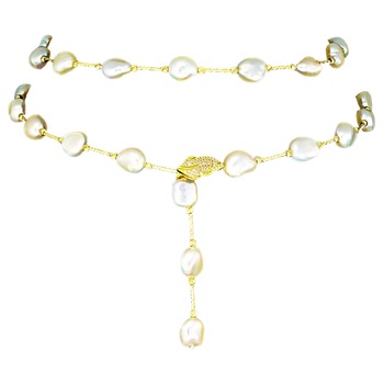 Colier din Argint 925 placat cu Aur 18K si Perle Naturale, Abriana Yellow Gold Colier din Argint 925 placat cu Aur 18K si Perle Naturale, Abriana Yellow Gold