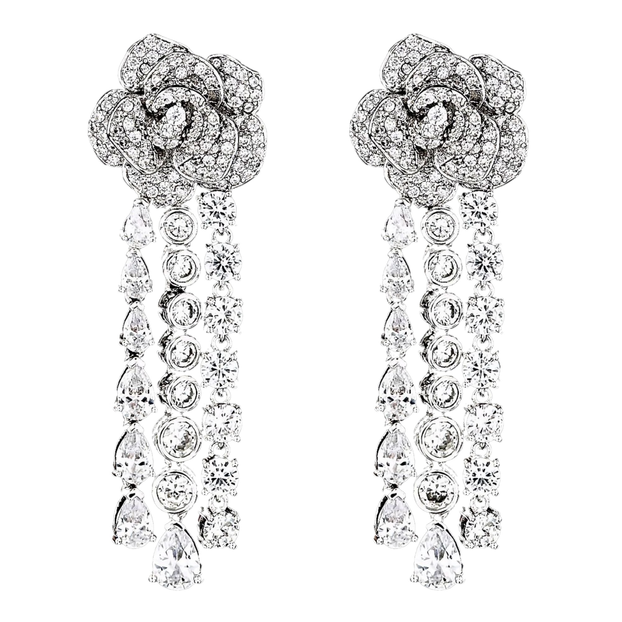 Cercei placati cu Aur 18K si Diamante, Olympia Platinum