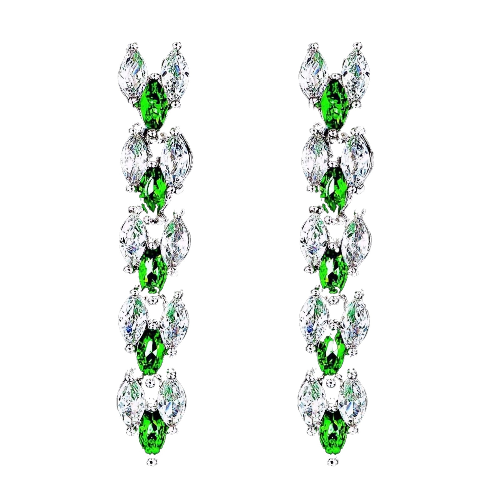 Cercei placati cu Aur 18K si Diamante, Maya Platinum & Green