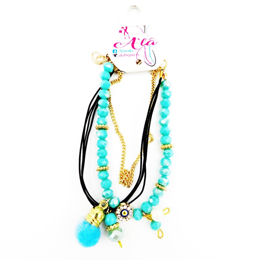 Bratara tip orientala,bile albastre,20 cm, reglabila