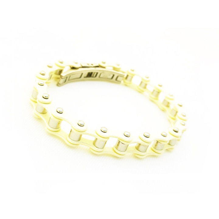 Bratara dama, lant bicicleta, PersonalStyle, inox, galben/argintiu