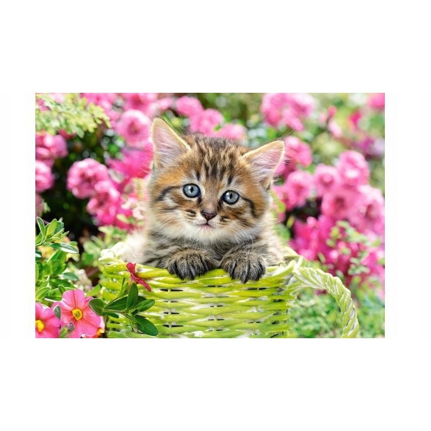 Puzzle Castorland, Model pisoi in gradina de flori, 500 de piese, Multicolor