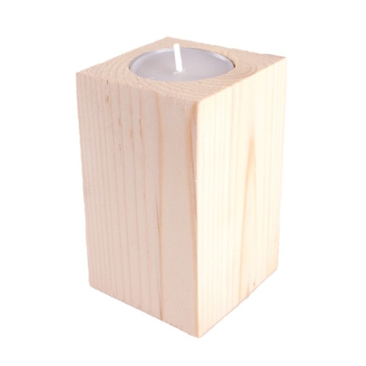 Дървен свещник от Джи Ем Арт Дизайн , 60 x 60 x 80 мм. със чаена свещ