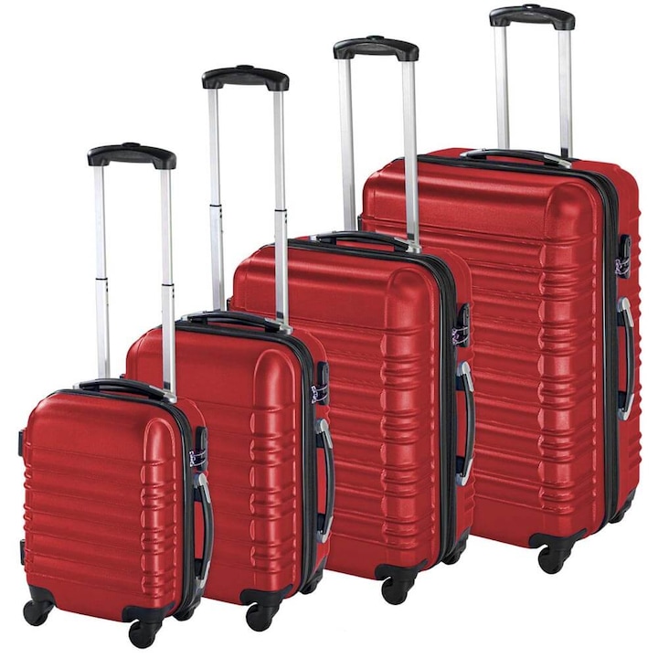 Timeless Tools 4 db-os merev falú bőrönd szett, Piros színben
