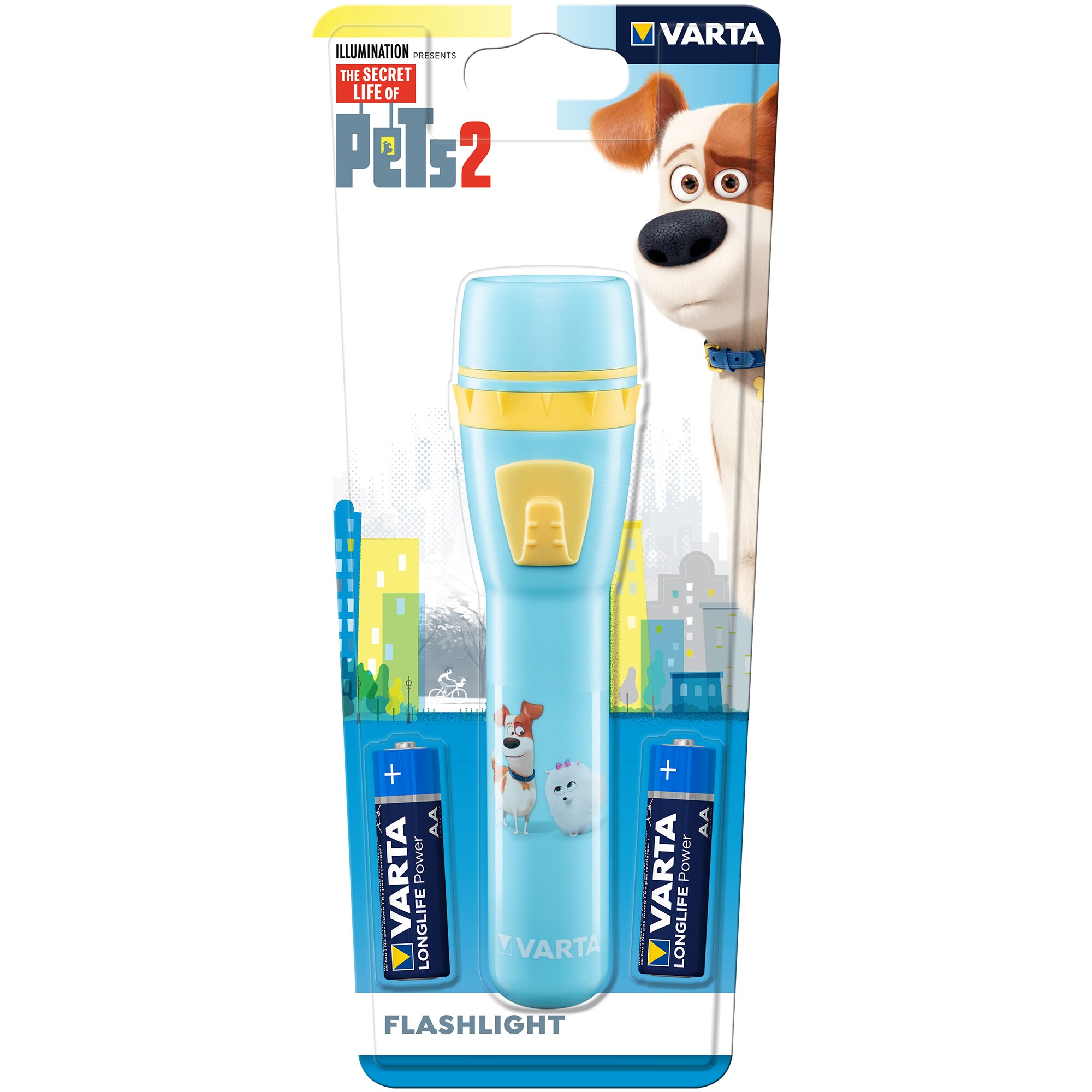 Lanterna LED Varta Secret Life of Pets, 3 lm, 2xAA, Albastru
