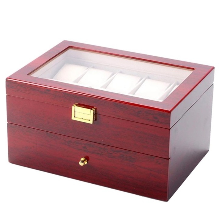 Кутия за съхранение на часовници Pufo Premium, дървена, за 20 часовника