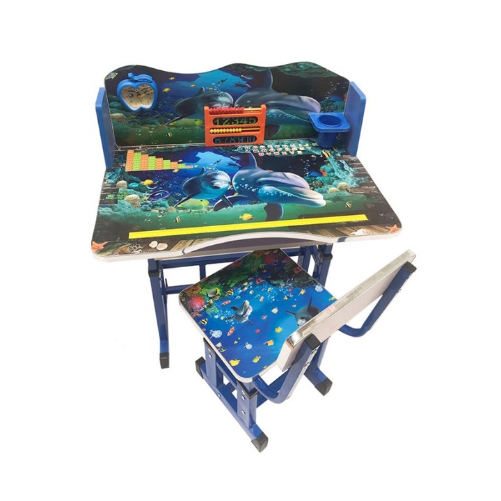 Офис бюро и стол, С интерактивни елементи и моливник, Делфини