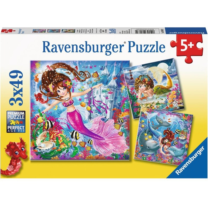 Пъзел Ravensburger - Mermaids, 3x49 части (08063)