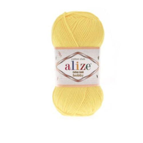 Fir Textil Alize Cotton Gold Hobby 187, pentru crosetat si tricotat, acril, galben, 165 m