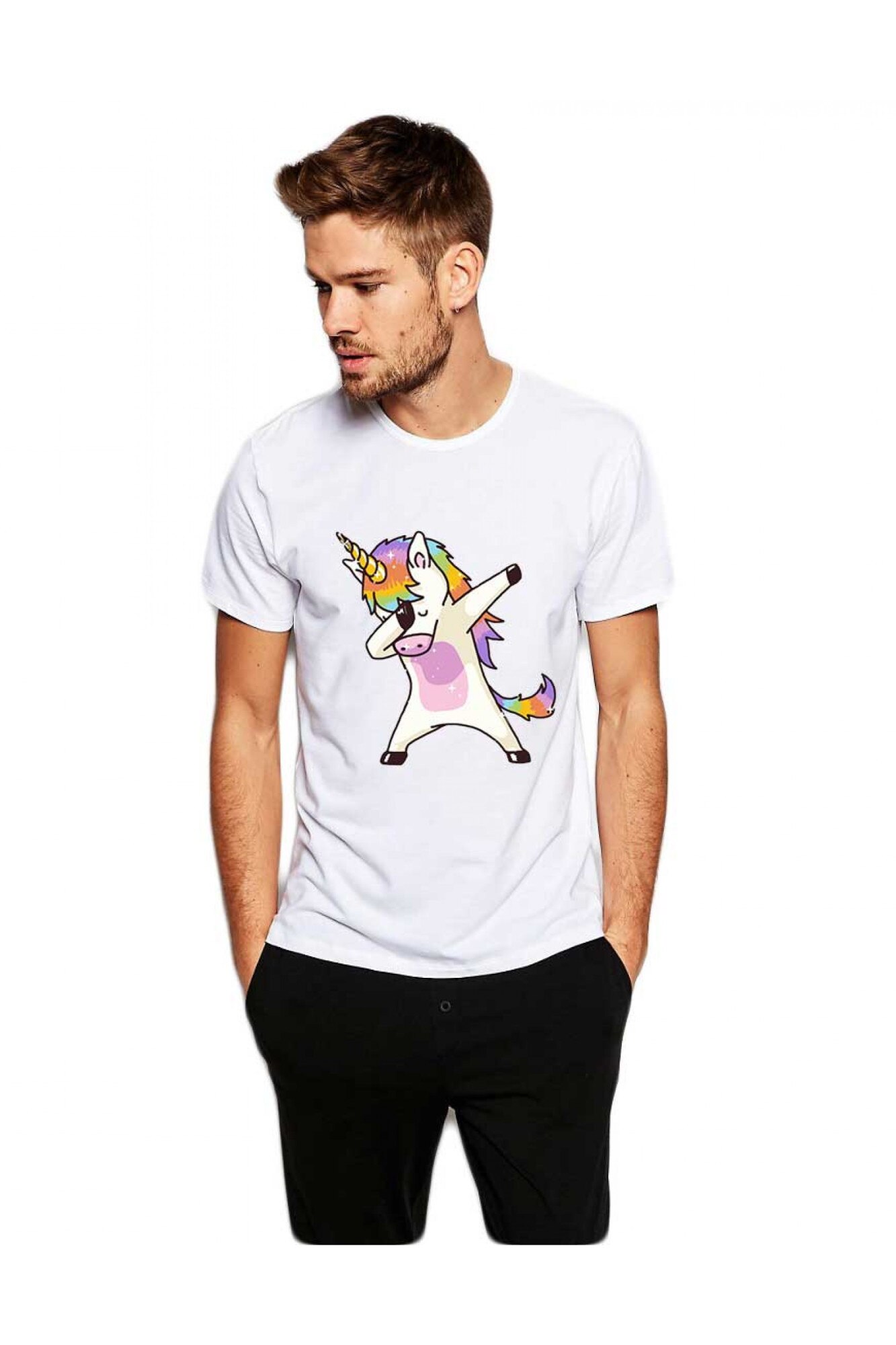 Tricou barbati alb - Cool Unicorn