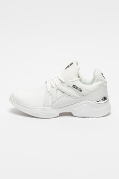 Big Star, Pantofi sport slip-on cu insertii de piele ecologica, Alb Big Star, Pantofi sport slip-on cu insertii de piele ecologica, Alb