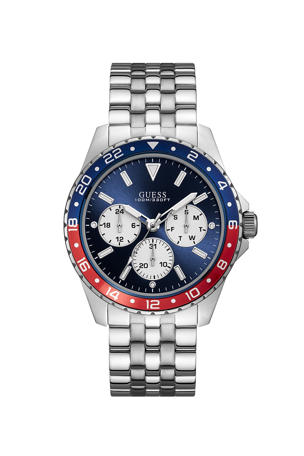 Guess, Ceas cu bratara metalica si functii multiple, Argintiu