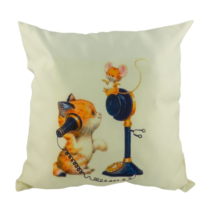 Възглавница Принт-сублимация Мъничета 1, Бял, 40/40см