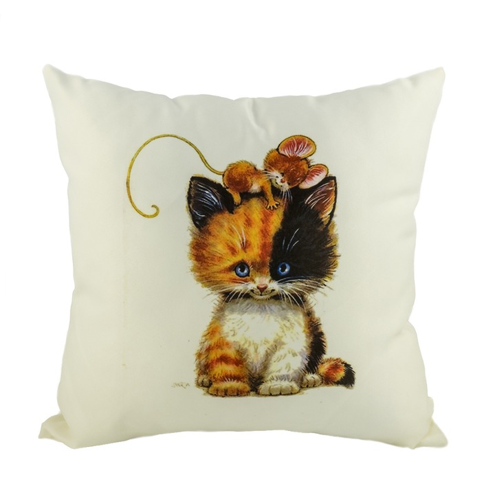 Възглавница Принт-сублимация Мъничета 2, Бял, 40/40см