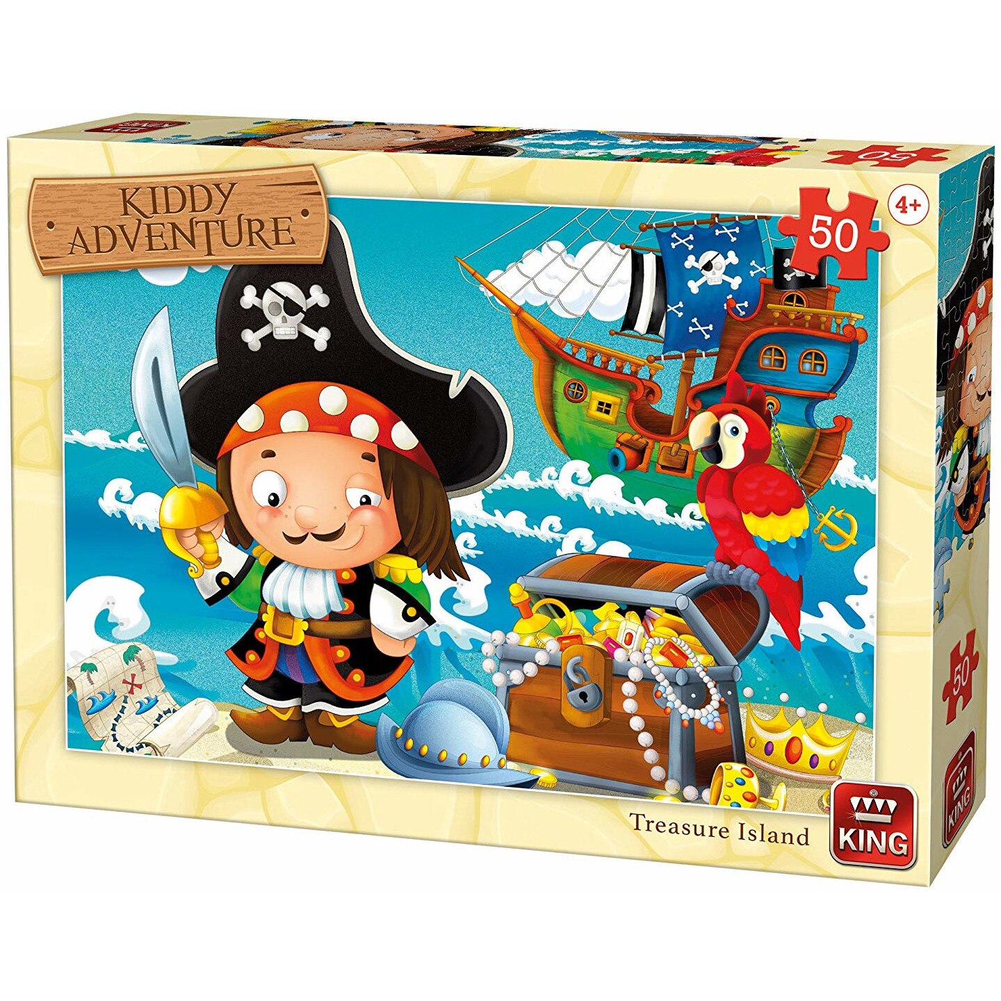 Puzzle King Kiddy Adventure Treasure Island, 50 piese