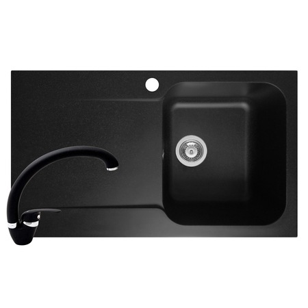 Set Pyramis chiuveta Level ARTITHEK si baterie OSSIA, 860x500mm, adancime 210mm, cuva dreapta, soft compozit negru