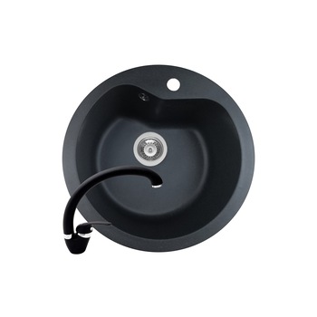 Set Pyramis chiuveta Round ARTITHEK si baterie OSSIA, Ø 510mm, adancime 200mm, soft compozit negru Set Pyramis chiuveta Round ARTITHEK si baterie OSSIA, Ø 510mm, adancime 200mm, soft compozit negru