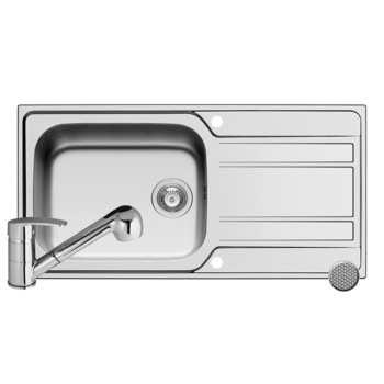 Set Pyramis chiuveta ZEDA EXTRA si baterie FIDO, 1 cuva 1 picurator, 1000x500mm, adancime 200mm, reversibila, cap extractabil, finisaj inox antizgariere si crom Set Pyramis chiuveta ZEDA EXTRA si baterie FIDO, 1 cuva 1 picurator, 1000x500mm, adancime 200mm, reversibila, cap extractabil, finisaj inox antizgariere si crom