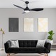 Ventilator de tavan cu lustra led (20W), Wonderlamp Top black, 122 x 51 cm, negru, 3 elice, 5 viteze, motor DC silentios, telecomanda, timer, functie iarna-vara, lumina calda - neutra - rece