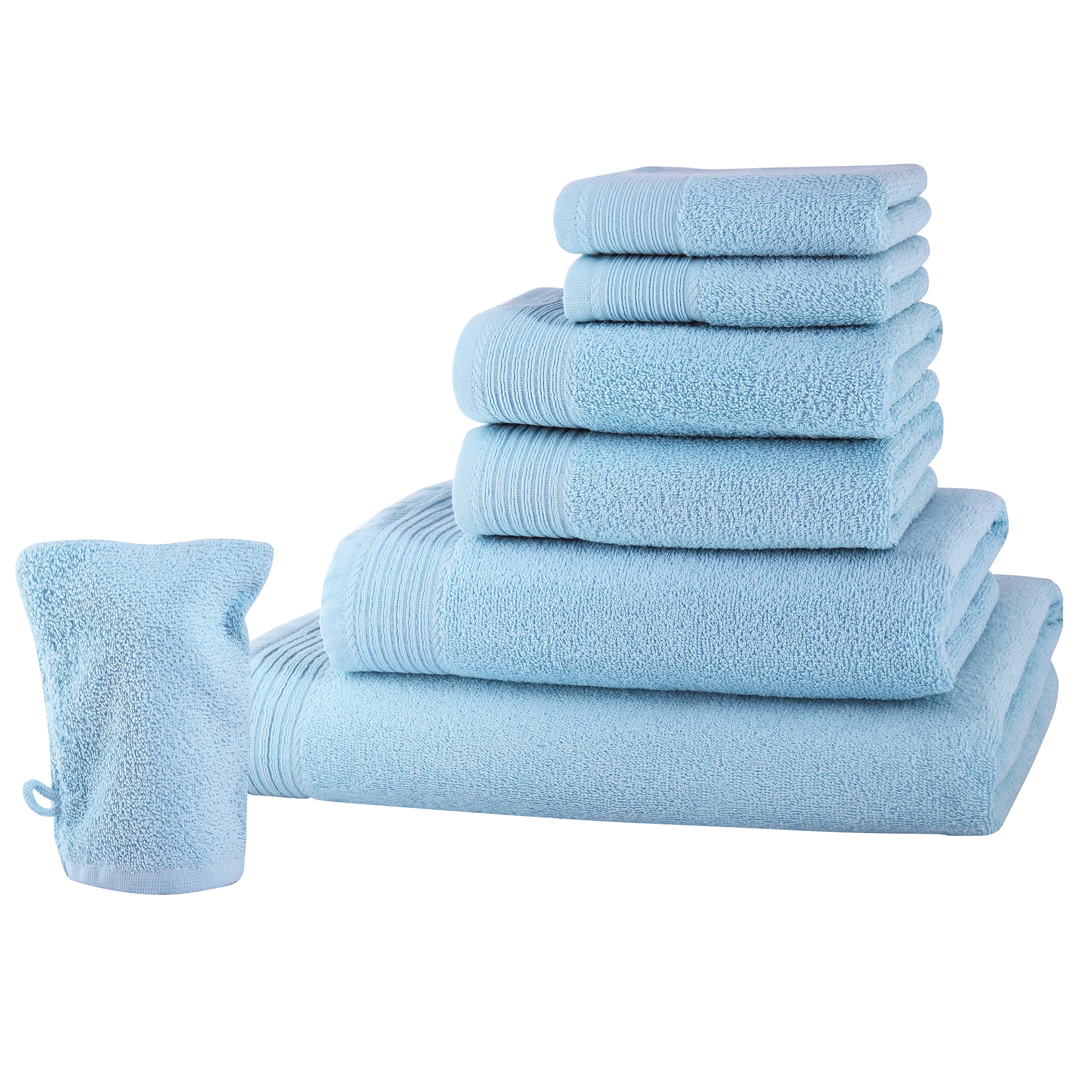 Set baie 7 produse Classic Collection, Bleu, 100% bumbac Terry Selection