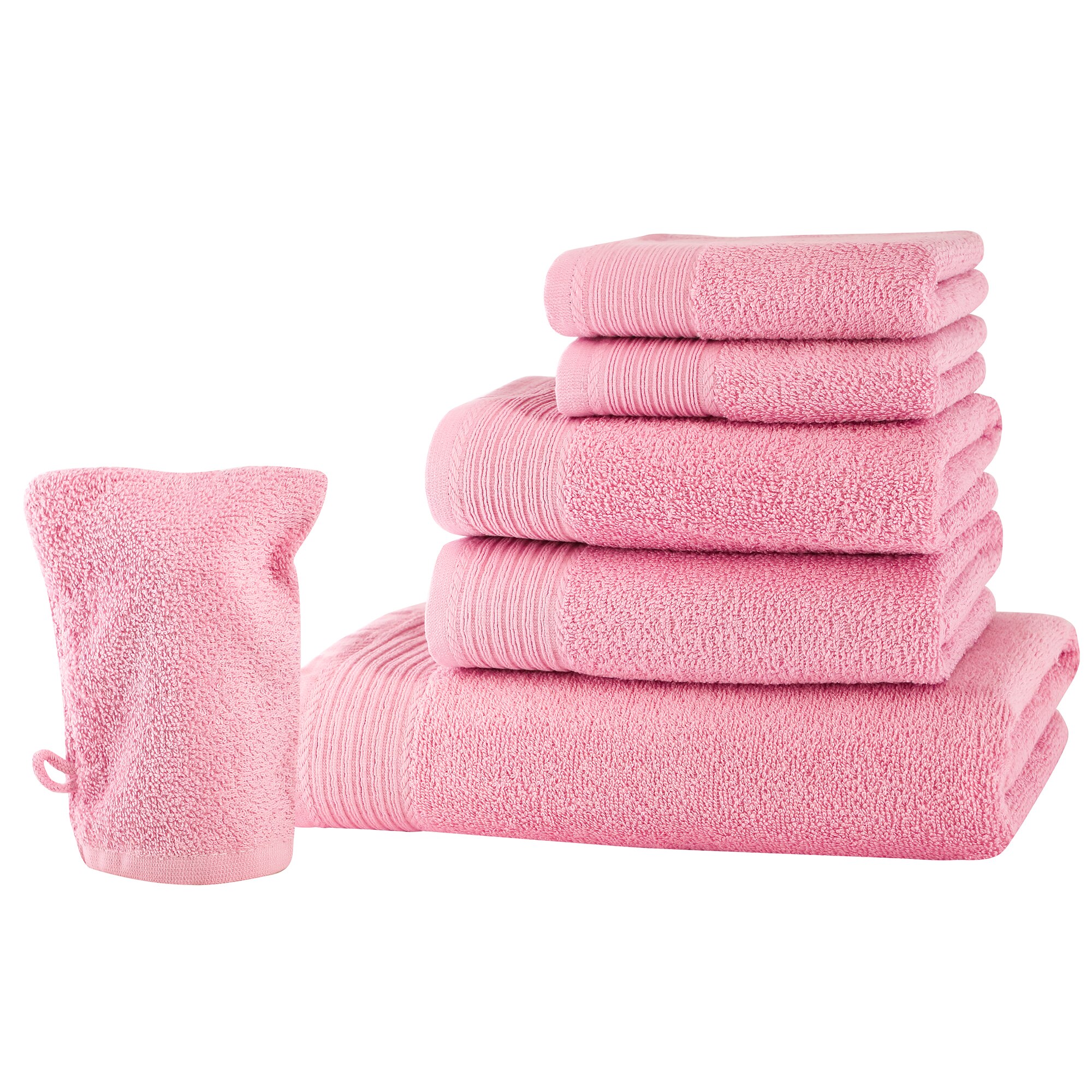 Set baie 6 produse Classic Collection, Roz deschis, 100% bumbac Terry Selection