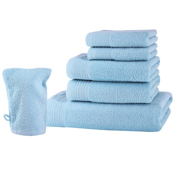 Set baie 6 produse Classic Collection, Bleu, 100% bumbac Terry Selection Set baie 6 produse Classic Collection, Bleu, 100% bumbac Terry Selection