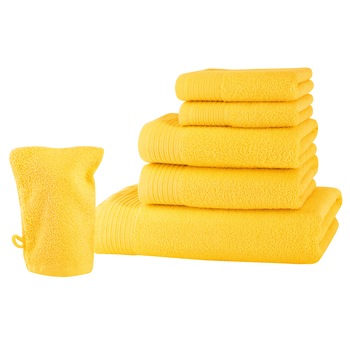 Set baie 6 produse Classic Collection, Galben, 100% bumbac Terry Selection Set baie 6 produse Classic Collection, Galben, 100% bumbac Terry Selection