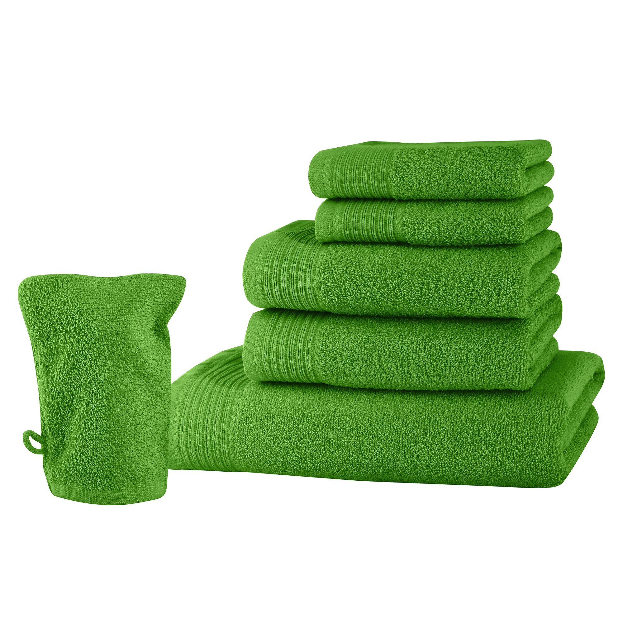 Set baie 6 produse Classic Collection, Verde lime, 100% bumbac Terry Selection