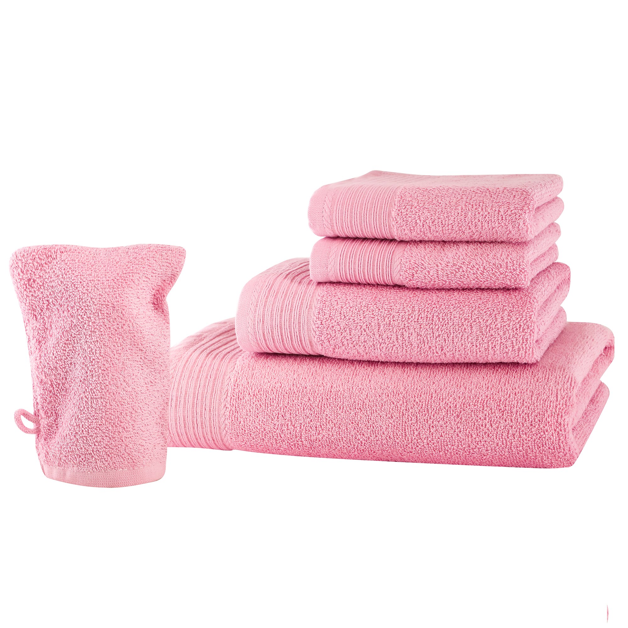 Set baie 5 produse Classic Collection, Roz deschis, 100% bumbac Terry Selection