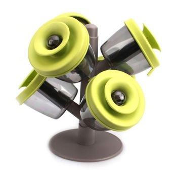 Set suport condimente, 6 borcane, stativ cu design modern, ABS Set suport condimente, 6 borcane, stativ cu design modern, ABS