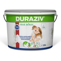 Vopsea Ecologica Superlavabila, fara COV - Duraziv Fara Miros Ecolabel, cu Kauciuc®, Alba si Baza de Colorare, 2.5L