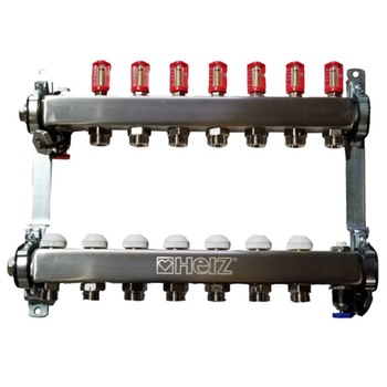 Ansamblu distribuitor inox 7 cai debitmetre HERZ Armaturen Ansamblu distribuitor inox 7 cai debitmetre HERZ Armaturen