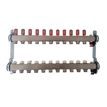 Ansamblu distribuitor inox 11 cai debitmetre HERZ Armaturen Ansamblu distribuitor inox 11 cai debitmetre HERZ Armaturen